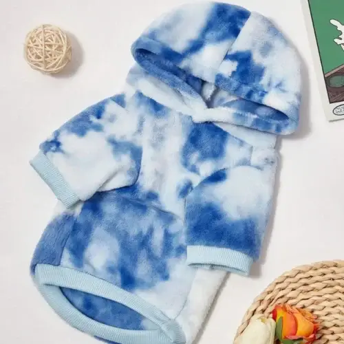 Blue Tie-Dye Fleece Hooded Sweatshirt